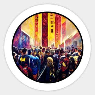 Inside Comic-Con Painting - Circle Sticker